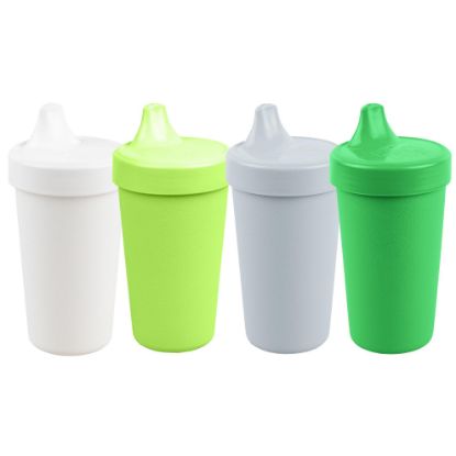 Picture of Re-Play Made in USA 10 Oz. Sippy Cups for Toddlers, Pack of 4 - Reusable Spill Proof Cups for Kids, Dishwasher/Microwave Safe - Hard Spout Sippy Cups for Toddlers 3.13" x 6.25", Modern Green