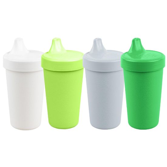 Picture of Re-Play Made in USA 10 Oz. Sippy Cups for Toddlers, Pack of 4 - Reusable Spill Proof Cups for Kids, Dishwasher/Microwave Safe - Hard Spout Sippy Cups for Toddlers 3.13" x 6.25", Modern Green