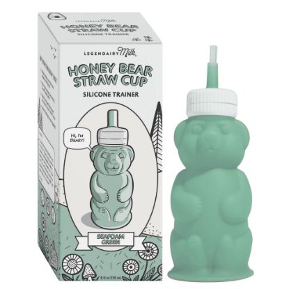Picture of Legendairy Milk Honeybear Silicone Sippy Cup - Green, 8 oz, Dishwasher Safe, Trainer Straw Cup for Babies & Toddlers 4+ Months