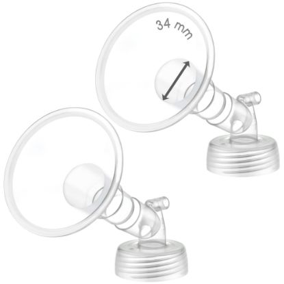 Picture of 2X 34 mm Maymom Two-Piece Wide Neck Pump Parts for Spectra S1/S2 Pumps; Incl Wide Mouth Flanges; Not Original Spectra Flange