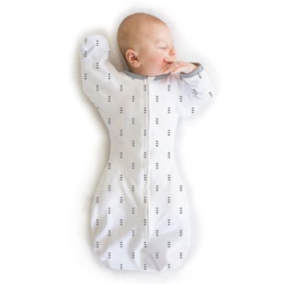 Picture of SwaddleDesigns Transitional Swaddle Sack, Arms Up Half-Length Sleeves & Mitten Cuffs, Swaddle for Newborn Transition to Baby Sleep Sack Wearable Blanket, Medium, 3-6 month, 14-21 lb, Tiny Arrows