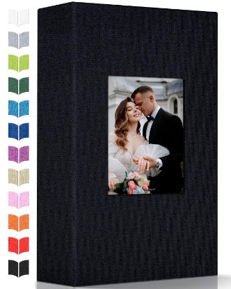 Picture of Artfeel Photo Album 4x6 with 300 Pockets,Slip-in Picture Albums,Linen Cover Memory Book with Front Window,White Page Vertical Photo Book for Wedding,Family,Anniversare,Baby,Vacation
