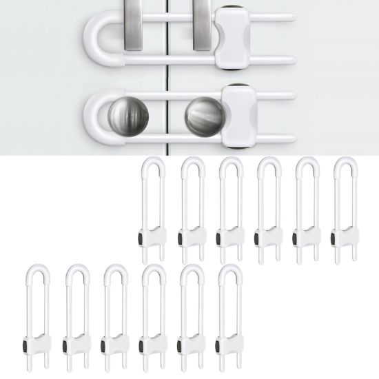 Picture of Baby Proofing Cabinets,Cabinet Locks for Babies,12 Pack U-Shaped Child Locks for Cabinets, Child Proof Cabinet Latches,Child Safety Cabinet Locks with Adjustable by SPISPI (White)