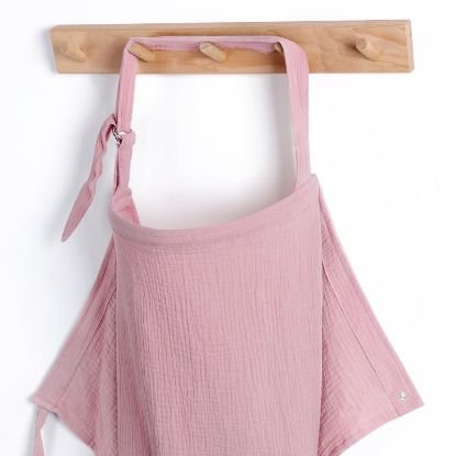 Picture of Blissful Diary Muslin Nursing Cover for Breastfeeding, Breathable Breastfeeding Cover up with Arch Neckline for Women, Nursing Apron(Blush Pink)