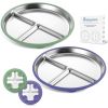 Picture of Bakpoco Stainless Steel Toddler Plate with Suction, 9” Divided Plates with Removable Silicone Sleeves for Baby, Non Toxic & BPA Free | Non Slip | Unbreakable Kids Snack Dishes Set of 2, Green & Purple