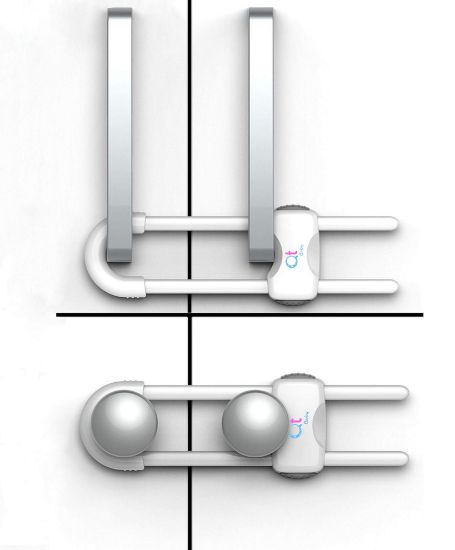 Picture of QT Baby - 20 Pack - Baby Proofing Cabinet Locks Adjustable U Shaped Baby Safety Latches for Drawers, Fridge, Closet Modern Baby Proofing Cabinet Lock with Extra Secure Lock Buttons (White)