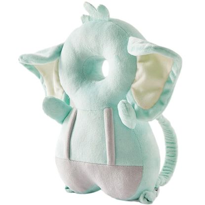 Picture of Baby Walker Head Protector Toddler Adjustable Baby Head Protection Backpack Wear Safety Pad (Green Elephant)