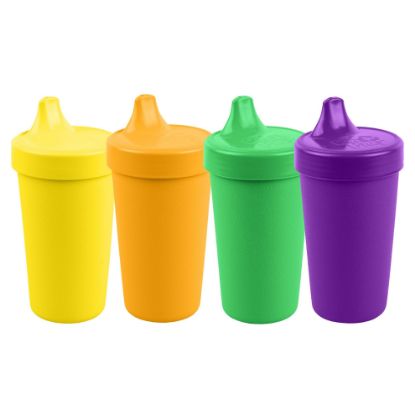 Picture of Re-Play Made in USA 10 Oz. Sippy Cups for Toddlers, Pack of 4 - Reusable Spill Proof Cups for Kids, Dishwasher/Microwave Safe - Hard Spout Sippy Cups for Toddlers 3.13" x 6.25", Mardi Gras
