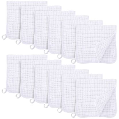 Picture of Unnivoll Muslin Burp Cloths for Baby 100% Cotton Burping Cloths for Boys Girls Large 20''X10'' Extra Soft and Absorbent 12 Pack - White