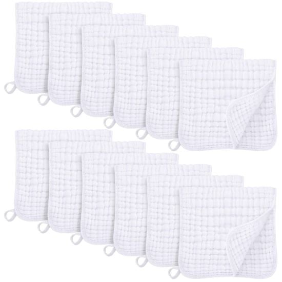 Picture of Unnivoll Muslin Burp Cloths for Baby 100% Cotton Burping Cloths for Boys Girls Large 20''X10'' Extra Soft and Absorbent 12 Pack - White