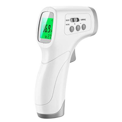 Picture of No Contact Infrared Forehead Thermometer,Temperature Gun with LCD Display Fever Alarm, Digital Touchless Thermometers 2 in 1 Dual Mode, No Touch Infrared Forehead Thermometer for Adults and Kids