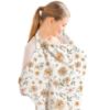 Picture of Konssy Muslin Nursing Cover for Baby Breastfeeding, Breathable 100% Cotton Breastfeeding Cover with Rigid Hoop for Mother Nursing Apron, Multi-use Carseat Canopy (Flourish)
