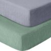 Picture of GUNTAIL Muslin Crib Sheets for Boys Girls 100% Cotton Fitted Baby Crib Sheet 2 Pack Soft and Breathable for Standard Crib Mattress & Toddler Mattress 52x28in (Gray & Green)