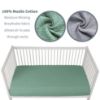 Picture of GUNTAIL Muslin Crib Sheets for Boys Girls 100% Cotton Fitted Baby Crib Sheet 2 Pack Soft and Breathable for Standard Crib Mattress & Toddler Mattress 52x28in (Gray & Green)