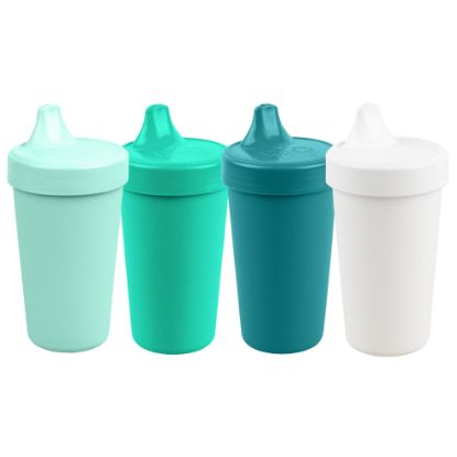 Picture of Re-Play Made in USA 10 Oz. Sippy Cups for Toddlers, Pack of 4 - Reusable Spill Proof Cups for Kids, Dishwasher/Microwave Safe - Hard Spout Sippy Cups for Toddlers 3.13" x 6.25", Sea Glass