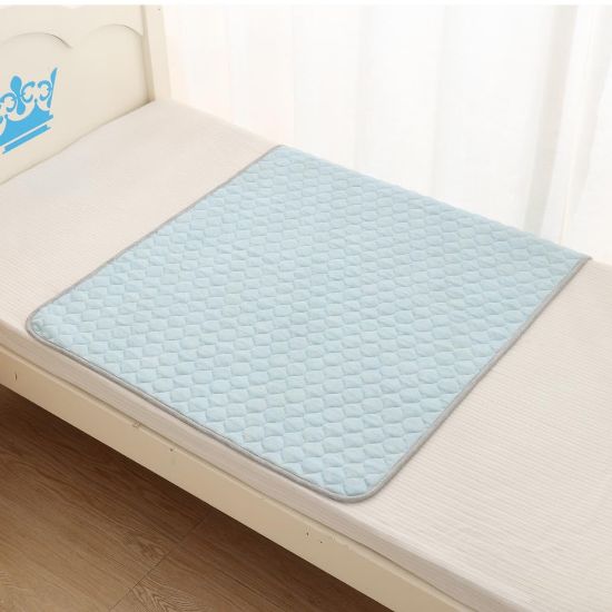 Picture of BlueSnail Washable Underpads,Waterproof,Soft, Portable and Reusable Incontinence Pads for Toddler,Adults,Elderly and Pets (34"x36" Pack of 2)(Lake Blue)