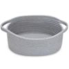 Picture of ABenkle Small Basket, 12"x 8" x 5" Cute Small Woven Basket, Rope Room Shelf Storage Basket, Cat Dog Toys Basket Chest Box, Decorative Empty Gift Basket with Handles - All Gray