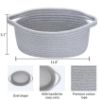 Picture of ABenkle Small Basket, 12"x 8" x 5" Cute Small Woven Basket, Rope Room Shelf Storage Basket, Cat Dog Toys Basket Chest Box, Decorative Empty Gift Basket with Handles - All Gray