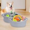 Picture of ABenkle Small Basket, 12"x 8" x 5" Cute Small Woven Basket, Rope Room Shelf Storage Basket, Cat Dog Toys Basket Chest Box, Decorative Empty Gift Basket with Handles - All Gray