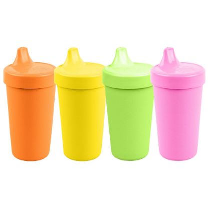 Picture of Re-Play Made in USA 10 Oz. Sippy Cups for Toddlers, Pack of 4 - Reusable Spill Proof Cups for Kids, Dishwasher/Microwave Safe - Hard Spout Sippy Cups for Toddlers 3.13" x 6.25", Citrus