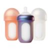 Picture of Boon Nursh Reusable Silicone Pouch Baby Bottles - Medium Flow Nipple - Silicone Baby Bottle Pouch and Nipple - Baby Feeding Essentials - Metallic - 3-6 Months - 3 Count - 8 Ounce