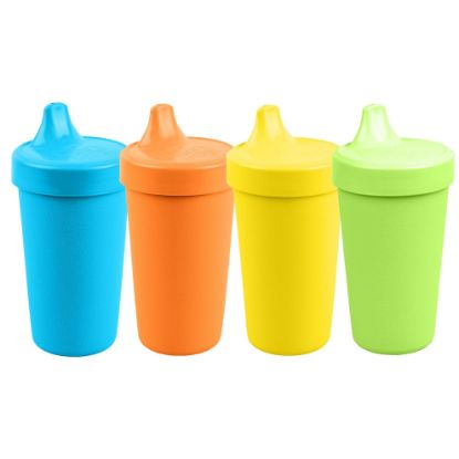 Picture of Re-Play Made in USA 10 Oz. Sippy Cups for Toddlers, Pack of 4 - Reusable Spill Proof Cups for Kids, Dishwasher/Microwave Safe - Hard Spout Sippy Cups for Toddlers 3.13" x 6.25", Spring