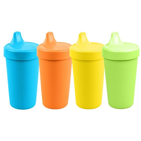 Picture of Re-Play Made in USA 10 Oz. Sippy Cups for Toddlers, Pack of 4 - Reusable Spill Proof Cups for Kids, Dishwasher/Microwave Safe - Hard Spout Sippy Cups for Toddlers 3.13" x 6.25", Spring