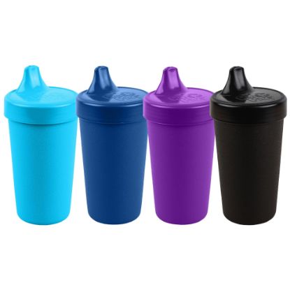 Picture of Re-Play Made in USA 10 Oz. Sippy Cups for Toddlers, Pack of 4 - Reusable Spill Proof Cups for Kids, Dishwasher/Microwave Safe - Hard Spout Sippy Cups for Toddlers 3.13" x 6.25", Space