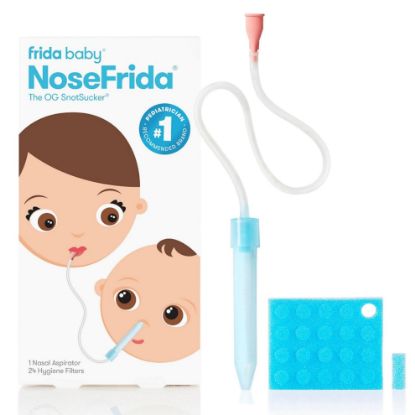 Picture of Frida Baby NoseFrida SnotSucker for Baby, Nasal Aspirator for Baby, Nose Sucker, Nasal Aspirator for Allergy Relief + Congestion Relief with 24 Extra Hygiene Filters, FSA/HSA Eligible