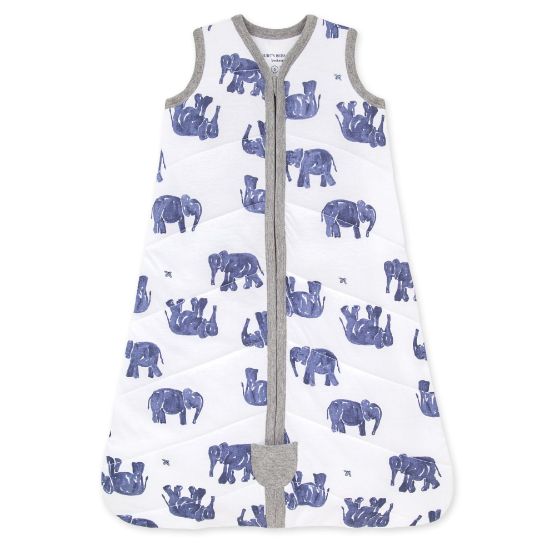 Picture of Burt's Bees Baby Baby Beekeeper Wearable Blanket, 100% Organic Cotton, Swaddle Transition Sleeping Bag, Quilted Elephants, Medium