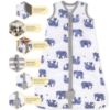 Picture of Burt's Bees Baby Baby Beekeeper Wearable Blanket, 100% Organic Cotton, Swaddle Transition Sleeping Bag, Quilted Elephants, Medium