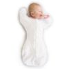 Picture of SwaddleDesigns Transitional Swaddle Sack, Arms Up Half-Length Sleeves & Mitten Cuffs, Swaddle for Newborn Transition to Baby Sleep Sack Wearable Blanket, Med, 3-6 month, 14-21 lb, Pink Tiny Triangles