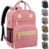 Picture of Baby Diaper Bag Backpack Tote for Women Large Capacity with Insulated Pockets Multifunctional Waterproof Diaper Bags For Baby Girl Boy Mama Maternity Travel Bag Pink