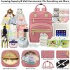 Picture of Baby Diaper Bag Backpack Tote for Women Large Capacity with Insulated Pockets Multifunctional Waterproof Diaper Bags For Baby Girl Boy Mama Maternity Travel Bag Pink