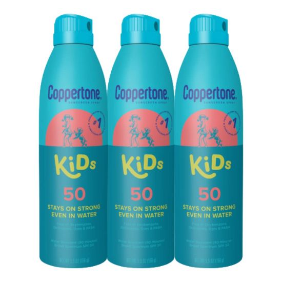 Picture of Coppertone Kids Sunscreen Spray SPF 50, Gifts for Moms, Water Resistant Spray on Sunscreen for Kids, Pediatrician Recommended, 5.5 Oz Can, Pack of 3