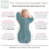 Picture of SwaddleDesigns Transitional Swaddle Sack, Arms Up Half-Length Sleeves & Mitten Cuffs, Swaddle for Newborn Transition to Baby Sleep Sack Wearable Blanket, Medium, 3-6 Month, 14-21 lb, Heathered Teal