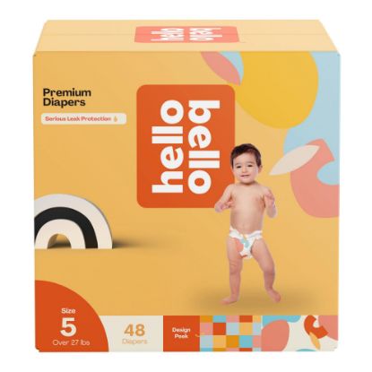 Picture of Hello Bello Premium Diapers Size 5, Honeysuckle Designs, 48ct Club Box, Hypoallergenic and Extra Absorbent