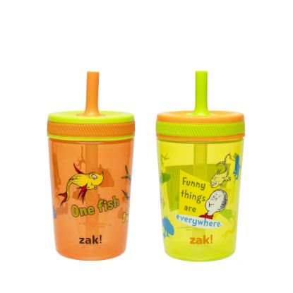 Picture of Zak Designs Dr. Seuss Kelso Toddler Cups For Travel or At Home, 15oz 2-Pack Durable Plastic Sippy Cups With Leak-Proof Design is Perfect for Kids (One Fish, Two Fish, Red Fish, Blue Fish)