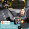 Picture of Onco Baby Car Mirror & Window Shades Bundle (18.9 12) - UPF 50+ Shade, 100% Shatter-Proof Mirror, Universal for Car Journeys