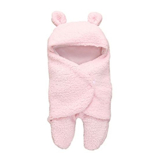 Picture of Baby Blanket Newborn Baby Swaddle Wrap Soft Winter Baby Bedding Blanket Pink