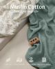 Picture of Blissful Diary Muslin Mini Crib Sheets, Pack and Play Mattress Sheets Fitted for Pack N Play, Soft Cotton for Boys Girls, 2 Pack(Roman Green&Leaf)