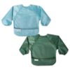 Picture of Tiny Twinkle Mess Proof Baby Bib |2 Pack Waterproof Smock Bib for Eating, Machine Washable Full Sleeve with Pocket(Slate Olive, Large 2-4 Years)
