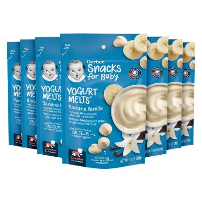 Picture of Gerber Baby Snacks Yogurt Melts, Banana Vanilla, 1 Ounce (Pack of 7)