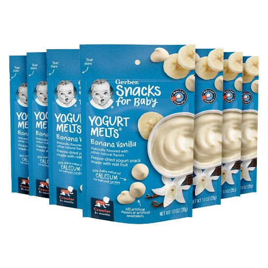 Picture of Gerber Baby Snacks Yogurt Melts, Banana Vanilla, 1 Ounce (Pack of 7)