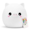Picture of Lumipets Kawaii Pig Night Light, Silicone Rubber Material, Multicolor, USB Rechargeable, Remote Control, 12 Hour Battery Life, 60 Minute Auto-Shutoff Timer, Great For Kids Bedrooms