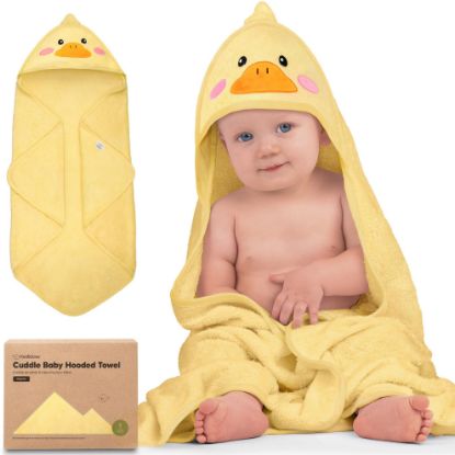 Picture of KeaBabies Hooded Baby Towel for Newborn - Viscose Derived from Bamboo Large Baby Bath Towels with Hood for Boys, Girls, Toddler, Extra Absorbent & Soft Newborn Bath Essentials (Duck)