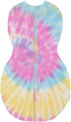 Picture of Happiest Baby Sleepea 5-Second Swaddle - 100% Organic Cotton Baby Swaddle Blanket - Doctor Designed Promotes Healthy Hip Development (Tie Dye Rainbow, X-Large)