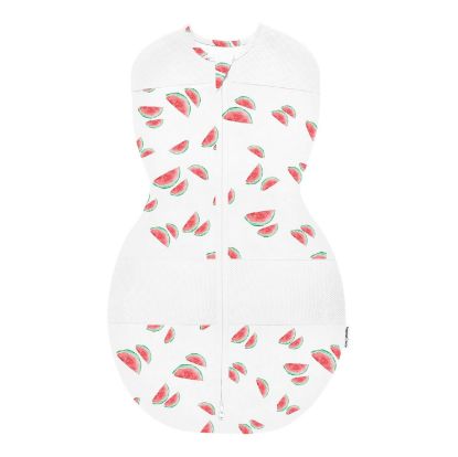 Picture of Happiest Baby Sleepea 5-Second Swaddle - 100% Organic Cotton Baby Swaddle Blanket - Doctor Designed Promotes Healthy Hip Development (Ivory Watermelons, Small)