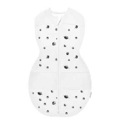 Picture of Happiest Baby Sleepea 5-Second Swaddle - 100% Organic Cotton Baby Swaddle Blanket - Doctor Designed Promotes Healthy Hip Development (Ivory Planets, Large)