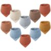 Picture of Konssy Muslin Baby Bibs 10 Pack Baby Bandana Drool Bibs 100% Cotton for Unisex Boys Girls,10 Solid Colors Set for Teething Drooling